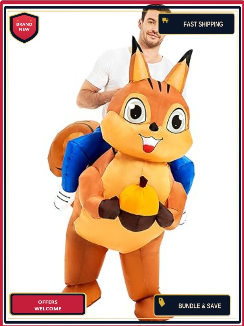 Inflatable Squirrel Costume Adult Ride On Blow Up Halloween Suit Unisex